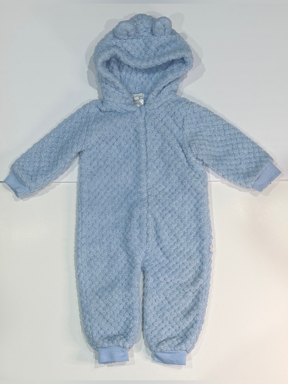 Quiltex Blue Hooded Fleece Bear Ear Zip One-Piece Coverall 18 Months